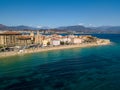 Aerial view of Ajaccio, Corsica, France. The harbor area and city center seen from the sea Royalty Free Stock Photo