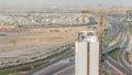 Aerial view of Al Khail road busy traffic near business bay district timelapse Royalty Free Stock Photo
