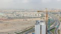 Aerial view of Al Khail road busy traffic near business bay district timelapse Royalty Free Stock Photo