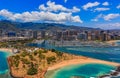 Aerial view of Ala Moana Beach Park in Honolulu Hawaii Royalty Free Stock Photo