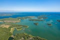 Aerial view of Aland Islands at summer time. Finland. The Archipelago. Photo made by drone from above. Nordic Natural Landscape Royalty Free Stock Photo