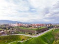 Aerial view of the Alba Carolina citadel located in Alba Iulia, Romania Royalty Free Stock Photo