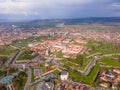 Aerial view of the Alba Carolina citadel located in Alba Iulia, Romania Royalty Free Stock Photo