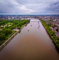 Aerial view of Albert bridge and central London, UK Royalty Free Stock Photo