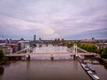 Aerial view of Albert bridge and central London, UK Royalty Free Stock Photo