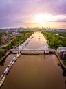 Aerial view of Albert bridge and central London, UK Royalty Free Stock Photo