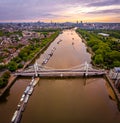 Aerial view of Albert bridge and central London, UK Royalty Free Stock Photo