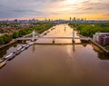 Aerial view of Albert bridge and central London, UK Royalty Free Stock Photo