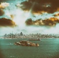 Aerial view of Alcatraz Island from helicopter, San Francisco Royalty Free Stock Photo