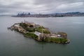 Aerial view of Alcatraz island in the San Francisco Bay