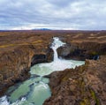 Aerial view of the Aldeyjarfoss waterfalls in northern Iceland