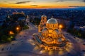 Aerial view of Alexander Nevski cathedral in Sofia, Bulgaria Royalty Free Stock Photo