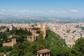 Aerial view of Alhambra with Alcazaba Towers - Granada, Andalusia, Spain Royalty Free Stock Photo