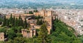 Aerial view of Alhambra and Granada Cathedral - Granada, Andalusia, Spain Royalty Free Stock Photo