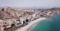 Aerial view of Alicante city with Benacantil mountain and Castle of Santa Barbara, Spain