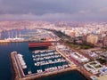 Aerial view of Almeria cityscape and harbour