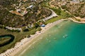 Aerial view of Almyros beach near the town of Agios Nikolaos in Crete, Greece Royalty Free Stock Photo