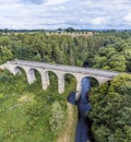 An aerial view along the River Nidd over the Nidd Gorge Viaduct in Yorkshire, UK Royalty Free Stock Photo