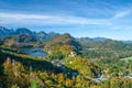 aerial view of Alpsee with Hohenschwangau castle, Bavaria Royalty Free Stock Photo