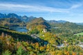 aerial view of Alpsee with Hohenschwangau castle, Bavaria Royalty Free Stock Photo