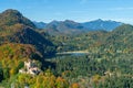 aerial view of Alpsee with Hohenschwangau castle, Bavaria Royalty Free Stock Photo