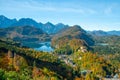 aerial view of Alpsee with Hohenschwangau castle, Bavaria Royalty Free Stock Photo