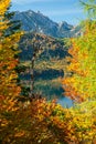 aerial view of Alpsee with Hohenschwangau castle, Bavaria Royalty Free Stock Photo