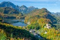 aerial view of Alpsee with Hohenschwangau castle, Bavaria Royalty Free Stock Photo