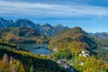 aerial view of Alpsee with Hohenschwangau castle, Bavaria Royalty Free Stock Photo