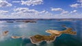 Aerial view of Alqueva Dam artificial Lake, near aldeia da luz, Alentejo tourist destination region, Portugal Royalty Free Stock Photo