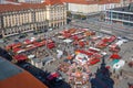 Aerial view of Altmarkt Square with Dresden Autumn Market Fair - Dresden, Saxony, Germany