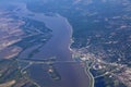 Aerial view of Alton Illinois and the clark bridge