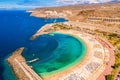 Aerial view of the Amadores beach on the Gran Canaria island in Spain. Royalty Free Stock Photo