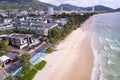 Aerial view of amazing beach with people relax on the beach sea, Beautiful Patong beach Phuket Thailand, Amazing sea beach sand