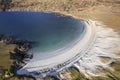 Aerial view on amazing Dog`s bay beach near Roundstone town in county Galway, Sandy dunes and beach and blue turquoise color wate Royalty Free Stock Photo