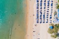 Aerial view Amazing sandy beach and small waves Beautiful tropical sea in the morning summer season image by Aerial view drone Royalty Free Stock Photo