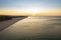 Aerial view of amazing sea and beach sunrise