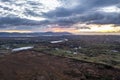 Aerial view of amazing sunrise at Lough Fad by Portnoo in County Donegal.