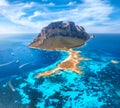 Aerial view of amazing Tavolara island in Sardinia, Italy Royalty Free Stock Photo