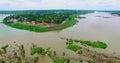 Aerial view amazing two colors in two rivers at three junctions in Khong Chiam Ubon Ratchathani Thailand