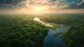 Aerial view of Amazon rainforest in Brazil, South America. Green forest. Bird's-eye view Royalty Free Stock Photo