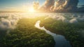 Aerial view of Amazon rainforest in Brazil, South America. Green forest. Bird's-eye view Royalty Free Stock Photo