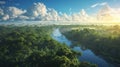 Aerial view of Amazon rainforest in Brazil, South America. Green forest. Bird's-eye view Royalty Free Stock Photo