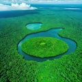 Aerial View of the Amazon South American of tropical green aerial
