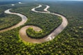 aerial view of the amazonas, with dense forest and winding rivers