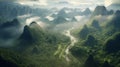 Aerial view of the Amazons jungle landscape. Generative AI. Royalty Free Stock Photo