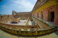 Aerial view of Amber Fort palace, is the main tourist attraction in the Jaipur area, near Jaipur in Rajasthan in India