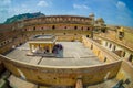 Aerial view of Amber Fort palace, is the main tourist attraction in the Jaipur area, near Jaipur in Rajasthan in India
