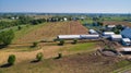 Aerial View of Amish Farm Harvest Rolled Crops ready for Storage on a Sunny Day