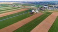 Aerial View of Amish Farm seen by Air by Drone Royalty Free Stock Photo